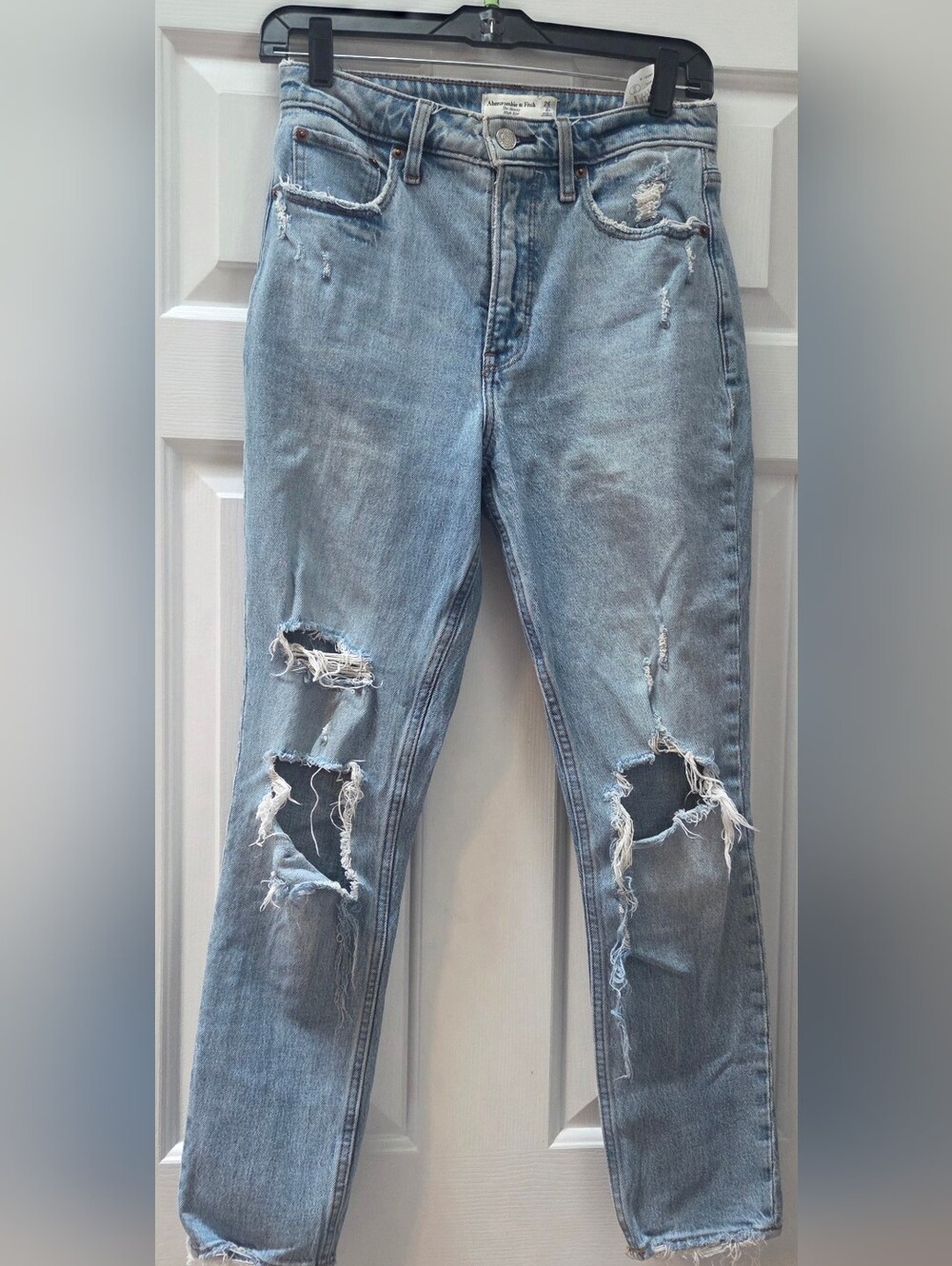 Abercrombie & Fitch Light Blue Distressed Boyfriend Jeans